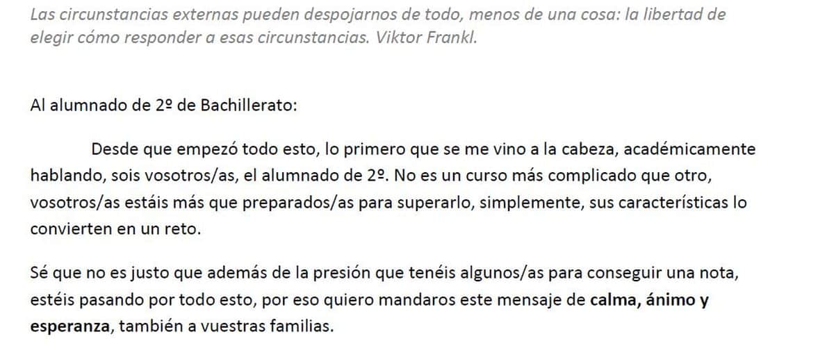 carta alumnado Bachillerato