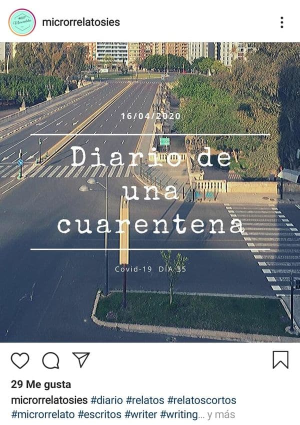 Diario de una cuarentena- Microrrelatosies escritura creativa Instagram