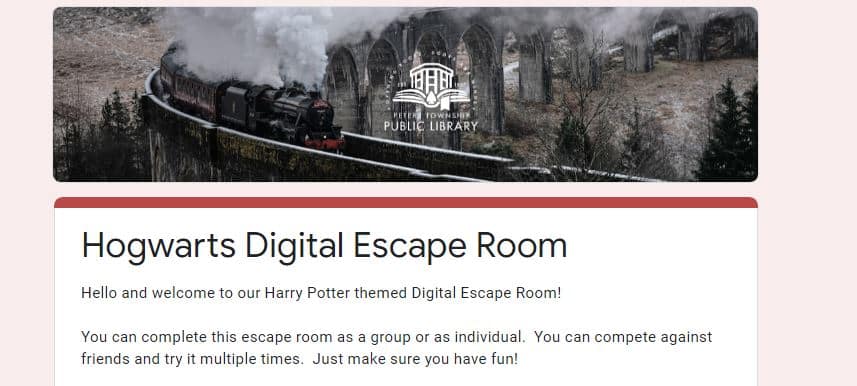 Hogwart digital Escape Room 