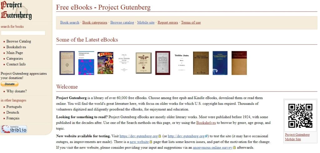 Proyect Gutenberg, Bibliotecas online