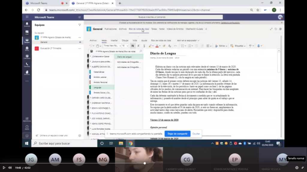 Microsoft Teams estudiantes NEE DIARIO