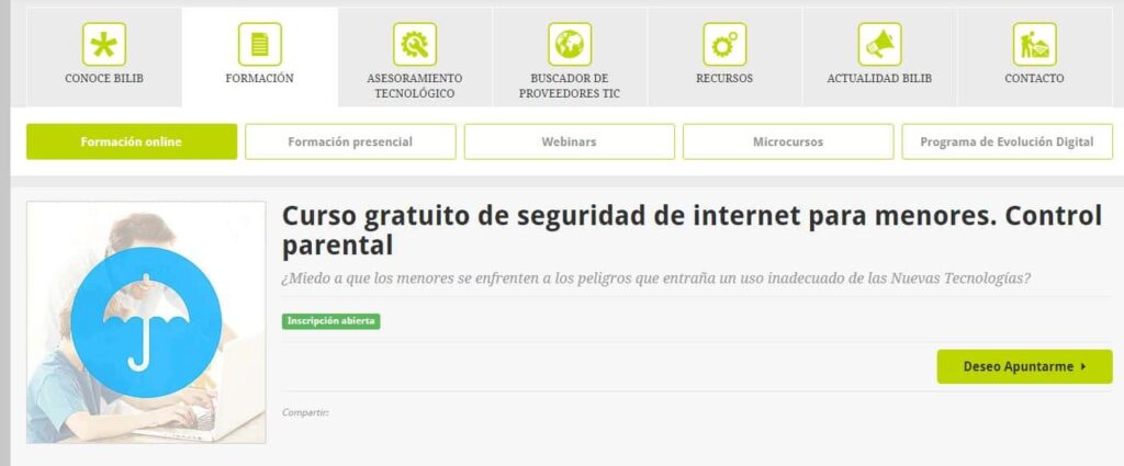 Curso gratuito de seguridad de Internet para menores. Control parental