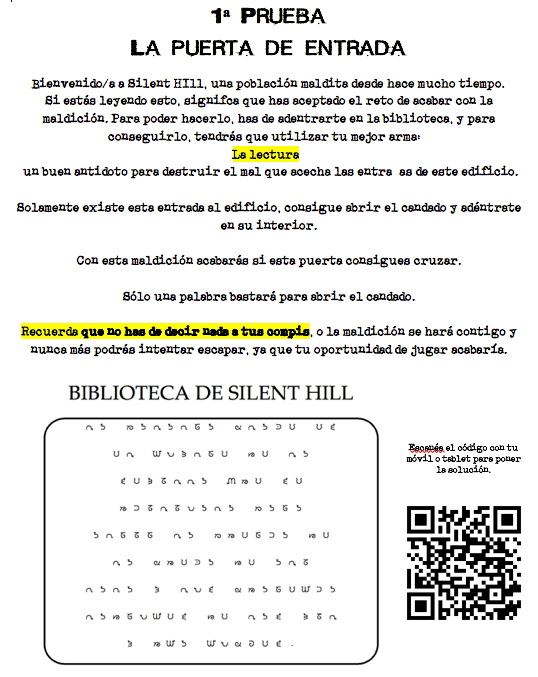 Prueba del proyecto silent hill biblioteca en el aula para fomentar la lectura