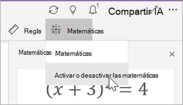 Activar o desactivar el Asistente para Matemáticas en OneNote