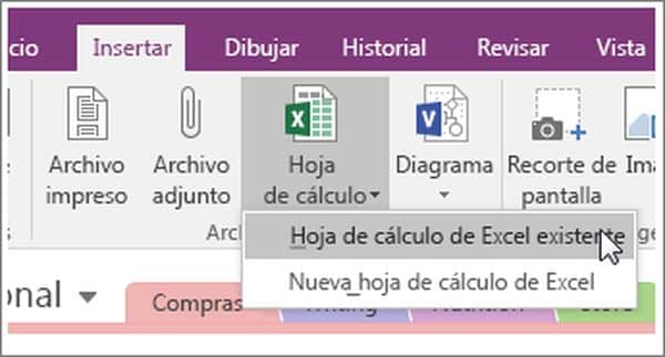 Hoja de cálculo OneNote