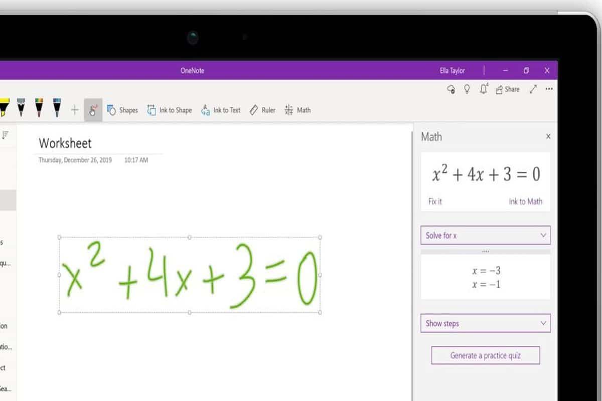 Cómo generar un cuestionario de matemáticas en OneNote generar cuestionario matemáticas