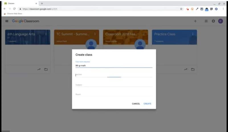 Google Classroom crear una clase