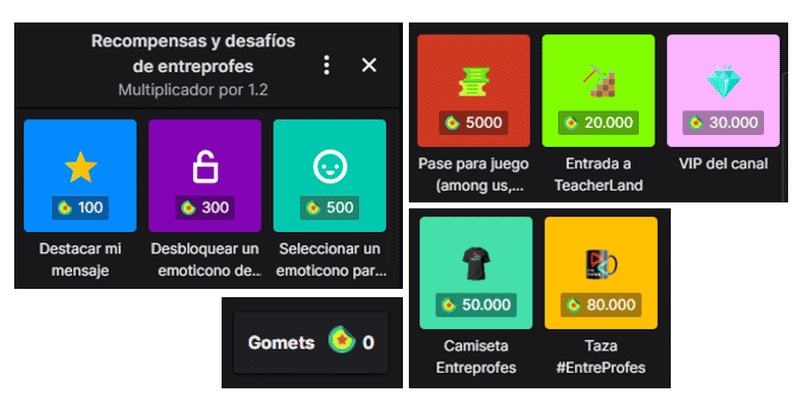 Ejemplos de puntos y recompensas en Twitch