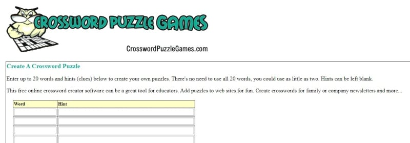 Crossword puzzle games