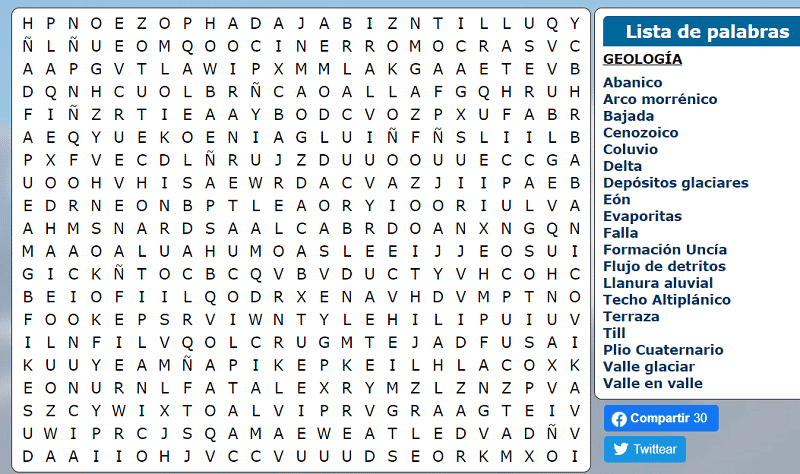 Sopa De Letras Geología