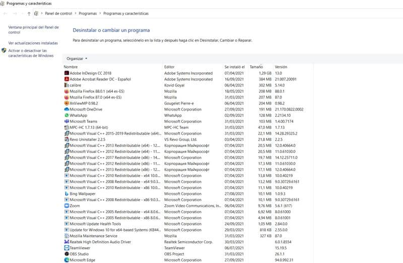 Desinstalar un programa