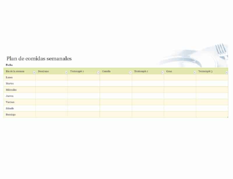 Plan de comidas semanales
