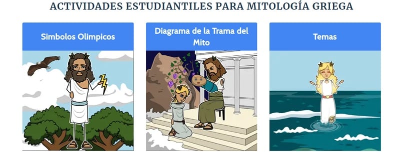 Actividades estudiantiles mitología griega