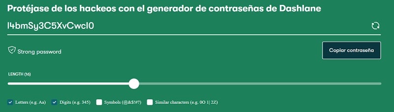 Dashlane generador de contraseñas