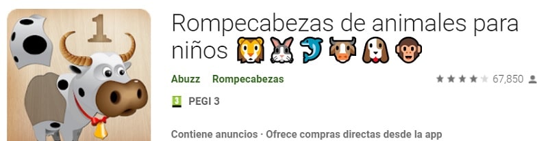 Rompecabezas de animales para niños