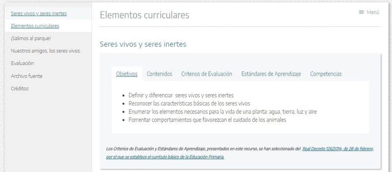 Elementos curriculares INTEF