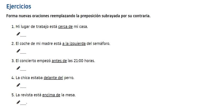 Preposiciones ejercicios de acceso libre 