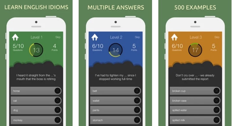 Emglish idioms quizz game
