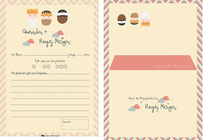 Lista para sellar plantillas de cartas para los Reyes Magos