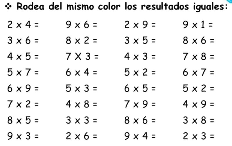 Repaso tablas de multiplicar 