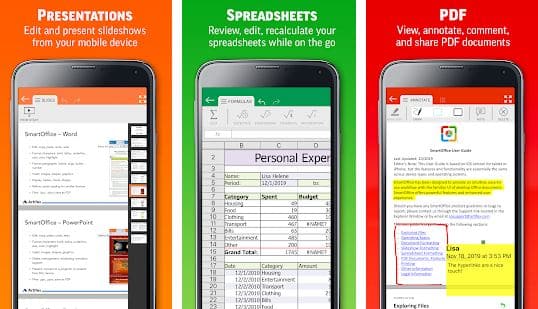 Aplicación para editar documentos SmartOffice.
