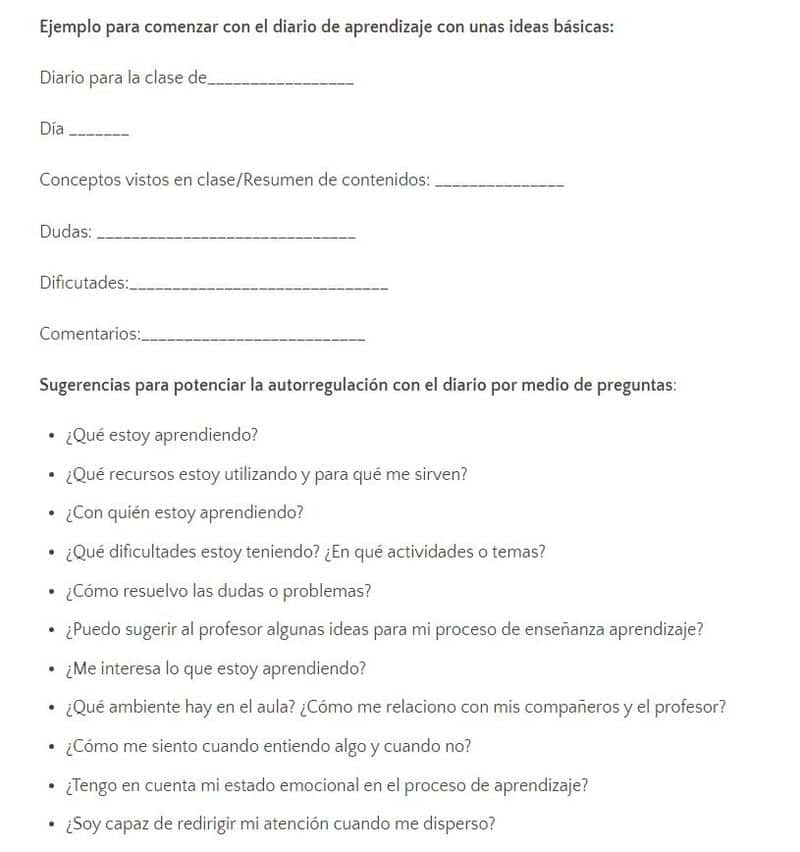 Preguntas diario de aprendizaje