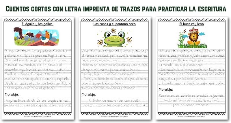 Planas de ejercicios de escritura caligrafía en PDF