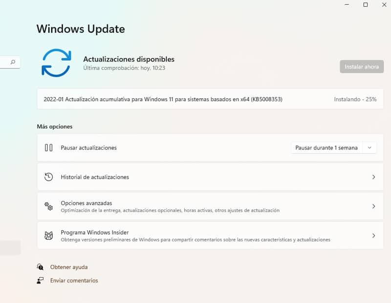 windows update para recuperar la velocidad