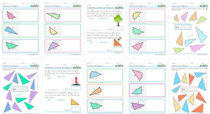 Edufichas Del Teorema De Pitágoras.