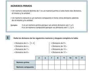 Ejercicios Santillana para repasar los números primos 