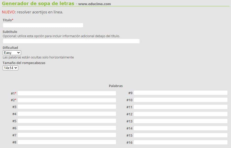 Educima crear sopas de letras