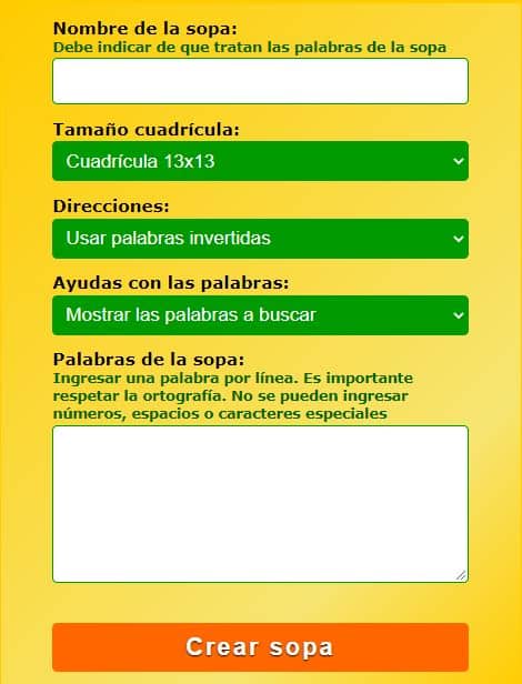 Ensopados crear sopas de letras