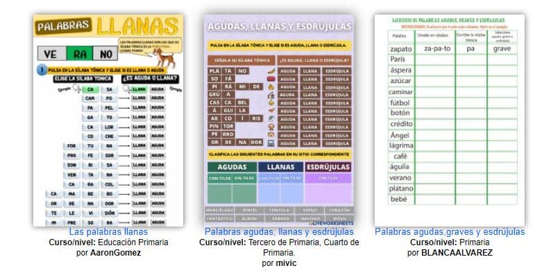 Fichas para imprimir.