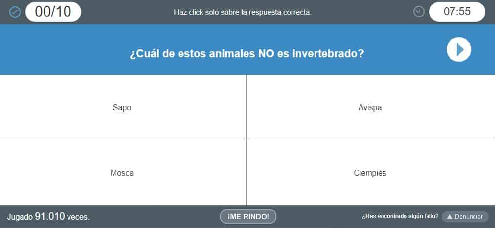 Test Sobre Animales Vertebrados E Invertebrados