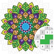Mandala pixel coloring art