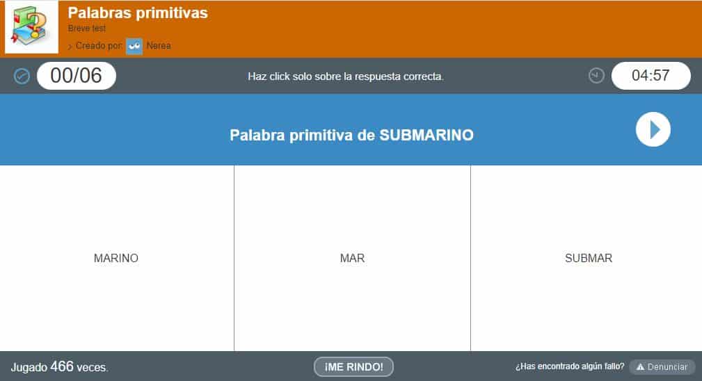 Palabras Primitivas Test