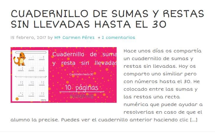 Cuadernos y plantillas de sumas y restas
