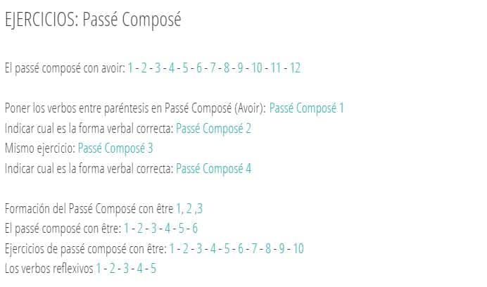 Ejercicios: Passé Composé