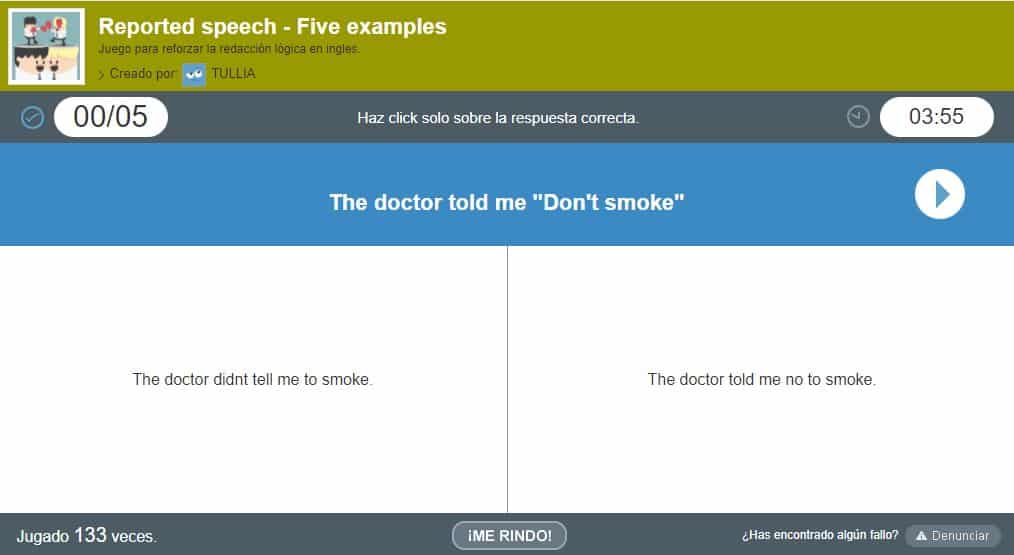 Reported Speech Five Examples