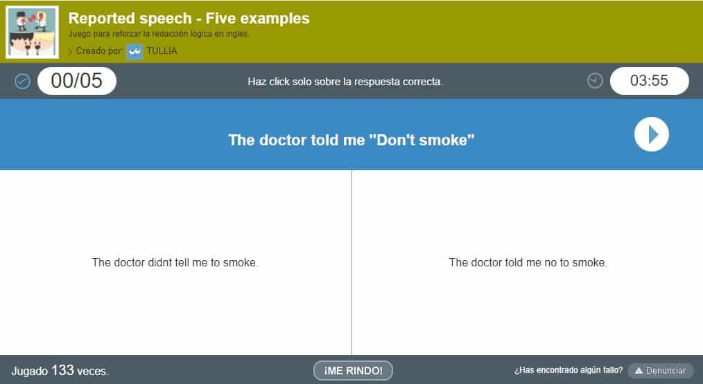 Reported speech five examples