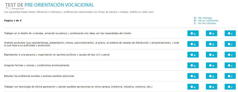 Test de pre orientación vocacional