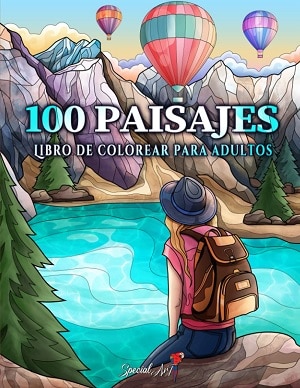 100 Paisajes Libros Colorear Adultos