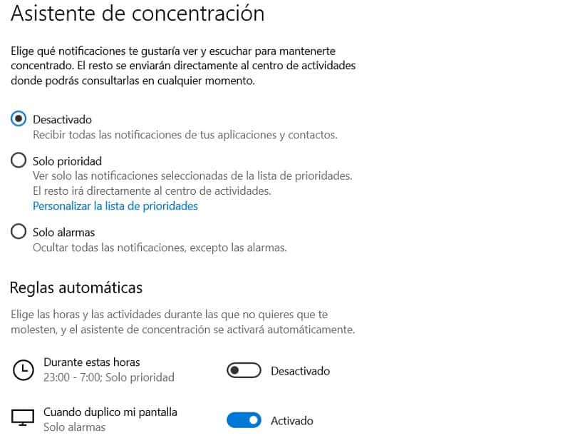 Asistente de concentración trucos para windows 11
