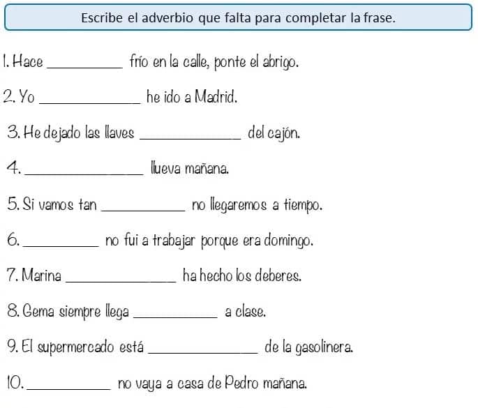 Comprensión Lectora: Enseñar Los Adverbios