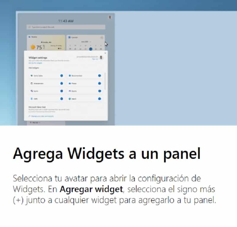 Agregar widgets a un panel 