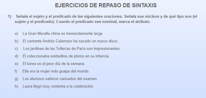 Ejercicios De Repaso De Sintaxis