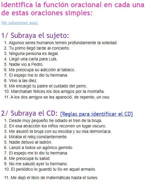 Ejercicios de sintaxis