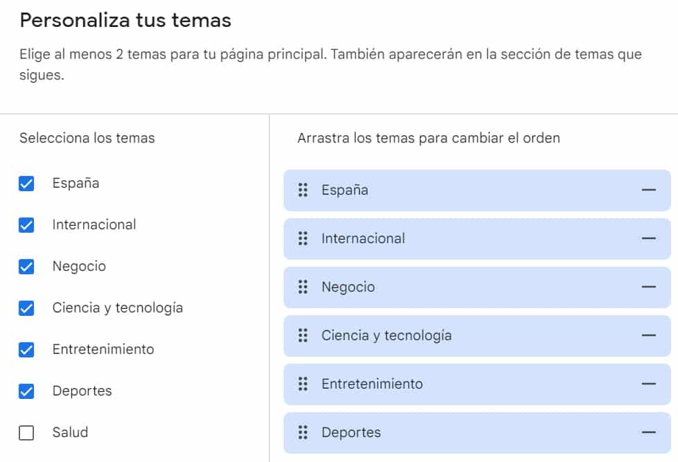 Google News personalizar 