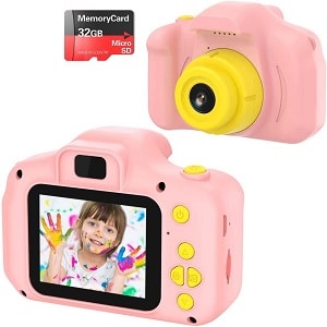 Cámara digital infantil de 2.0 pulgadas, pantalla dual de 20MP, videocámara  de 1080P, contra golpes, de dibujos animados, para autofotos, cámara de