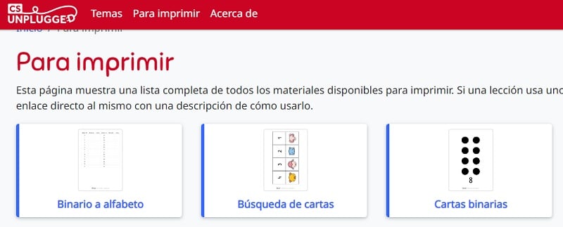 Cs Upplugged webs programación infantil 